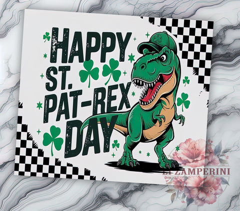 Funny St. Patrick's Day Dinosaur Tumbler, St. Patrick's Day, Pat-Rex Tumbler, Dinosaur Gift, 20oz Sublimation, Funny St. Pat's, Irish Dinosaur, Holiday Tumbler Sublimation Li Zamperini 