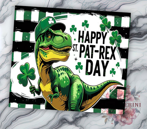 Funny St. Patrick's Day Dinosaur Tumbler, St. Patrick's Day, Pat-Rex Tumbler, Dinosaur Gift, 20oz Sublimation, Funny St. Pat's, Irish Dinosaur, Holiday Tumbler Sublimation Li Zamperini 