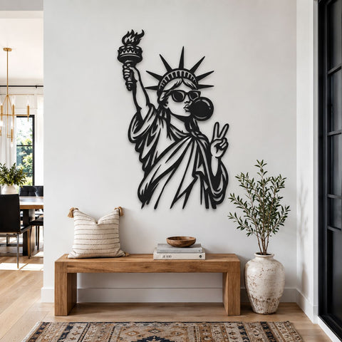 Funny Statue of Liberty Bubble Gum Laser SVG | USA Patriotic Metal Wall Art Dxf | Plasma CNC Cut File | Laser Cut Svg | American Decor Png SVG HappyDesignStudio 