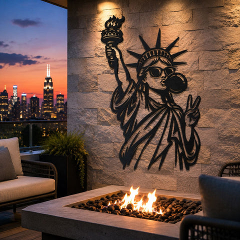 Funny Statue of Liberty Bubble Gum Laser SVG | USA Patriotic Metal Wall Art Dxf | Plasma CNC Cut File | Laser Cut Svg | American Decor Png SVG HappyDesignStudio 