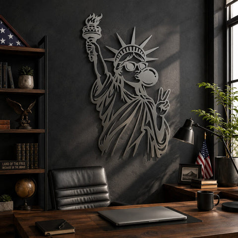 Funny Statue of Liberty Bubble Gum Laser SVG | USA Patriotic Metal Wall Art Dxf | Plasma CNC Cut File | Laser Cut Svg | American Decor Png SVG HappyDesignStudio 