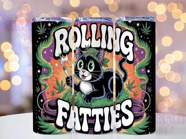 Funny Stoner Cat 420 Tumbler, Rolling Fatties Tumbler, Stoner Cat Design, 420 Cat Wrap, 20oz Weed Humor Tumbler, Cannabis Cat Sublimation, Marijuana Joke Tumbler Sublimation SvggirlplusArt 