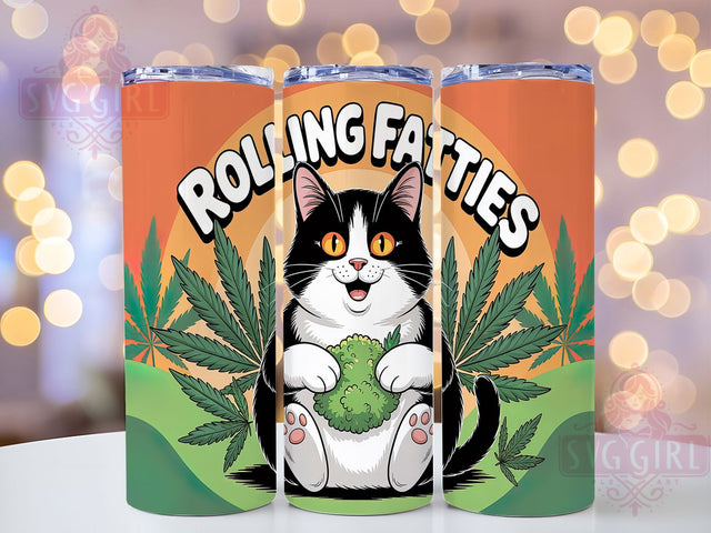 Funny Stoner Cat 420 Tumbler, Rolling Fatties Tumbler, Stoner Cat Design, 420 Cat Wrap, 20oz Weed Humor Tumbler, Cannabis Cat Sublimation, Marijuana Joke Tumbler Sublimation SvggirlplusArt 