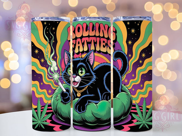 Funny Stoner Cat 420 Tumbler, Rolling Fatties Tumbler, Stoner Cat Design, 420 Cat Wrap, 20oz Weed Humor Tumbler, Cannabis Cat Sublimation, Marijuana Joke Tumbler Sublimation SvggirlplusArt 