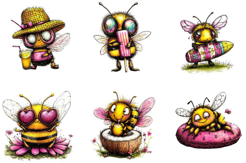 Funny Summer Bee Clipart Sublimation SVGista 