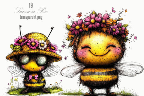 Funny Summer Bee Clipart Sublimation SVGista 