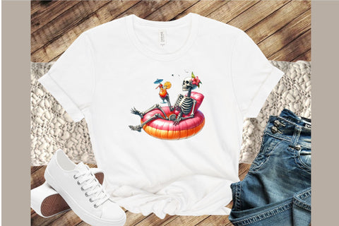 Funny Summer Skeleton Clipart PNG Sublimation designartist 