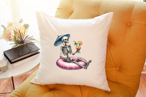 Funny Summer Skeleton Clipart PNG Sublimation designartist 