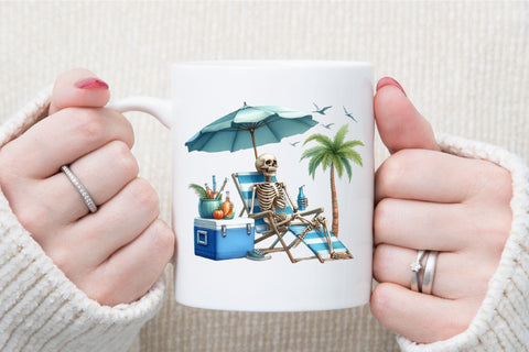 Funny Summer Skeleton Clipart PNG Sublimation designartist 
