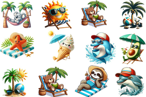 Funny Sunbathing Clipart Bundle Sublimation SVGista 