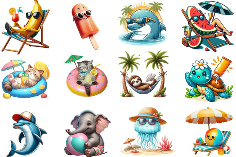 Funny Sunbathing Clipart Bundle Sublimation SVGista 
