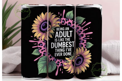 Funny Sunflower & Leopard 20oz Tumbler Sublimation PixelChick 