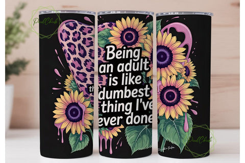 Funny Sunflower & Leopard 20oz Tumbler Sublimation PixelChick 