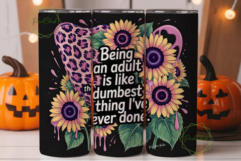 Funny Sunflower & Leopard 20oz Tumbler Sublimation PixelChick 