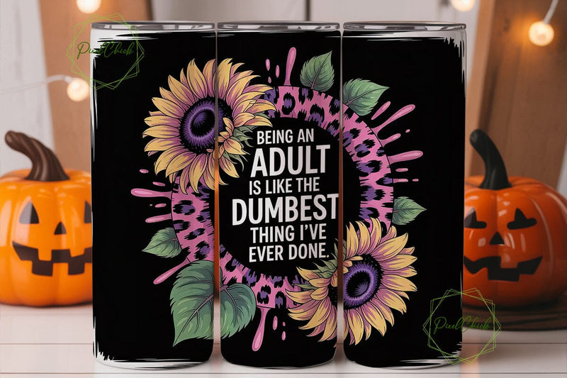 Funny Sunflower & Leopard 20oz Tumbler Sublimation PixelChick 