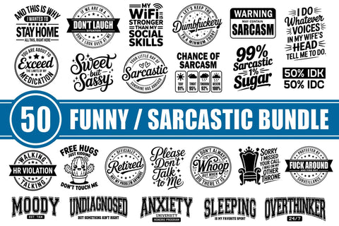 Funny Svg Bundle, Funny Quotes Svg, Sarcastic Svg Bundle, Sassy Svg, Sarcastic Sayings Svg, Sarcastic Quotes, Png, Dxf SVG Litke Designs 