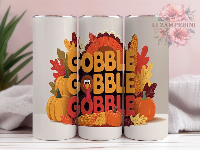 Funny Thanksgiving Tumbler, Gobble Gobble PNG, Fall Drinkware, Thanksgiving Humor Design, Autumn Tumbler Wrap, Holiday Gift for Turkey Lovers, Sublimation Wrap Sublimation Li Zamperini 
