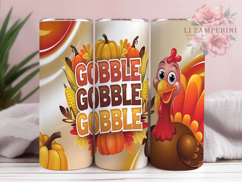 Funny Thanksgiving Tumbler, Gobble Gobble PNG, Fall Drinkware, Thanksgiving Humor Design, Autumn Tumbler Wrap, Holiday Gift for Turkey Lovers, Sublimation Wrap Sublimation Li Zamperini 