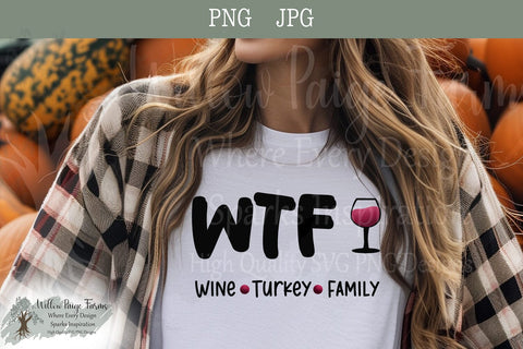 Funny Thanksgiving WTF Design – Whiskey, Wine, or Weed Turkey Family png Sublimation Willow Paige Farms 