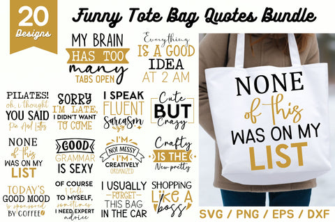 Funny Tote Bag Quotes Bundle SVG Regulrcrative 