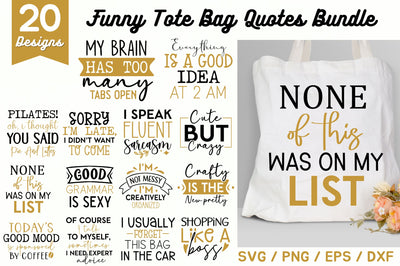 Funny Tote Bag Quotes Bundle SVG Regulrcrative 