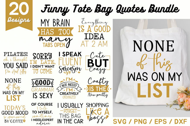 Funny Tote Bag Quotes Bundle SVG Regulrcrative 