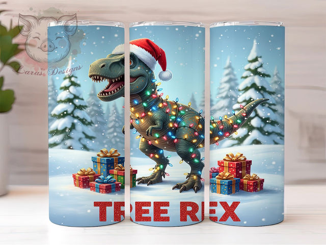 Funny Tree Rex Christmas Tumbler, Christmas Dinosaur Wrap, Funny Holiday Sublimation, Festive Dino Cup, 20Oz Skinny Tumbler Wrap, Cute T-Rex Mug, Silly Christmas Design Sublimation Lara' s Designs 