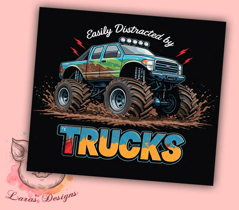 Funny Truck Pickup Gift Tumbler Wrap, 20oz Sublimation, Funny Truck Tumbler, Pickup Truck Gift, Automotive Tumbler, Country Style Tumbler, Distracted By Trucks Sublimation Sublimation Lara' s Designs 