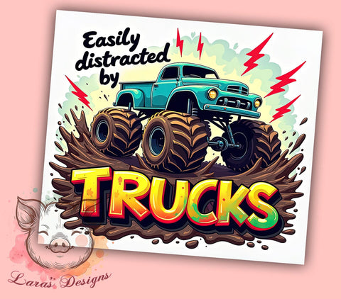 Funny Truck Pickup Gift Tumbler Wrap, 20oz Sublimation, Funny Truck Tumbler, Pickup Truck Gift, Automotive Tumbler, Country Style Tumbler, Distracted By Trucks Sublimation Sublimation Lara' s Designs 