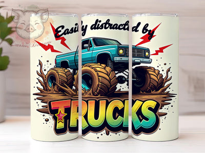Funny Truck Pickup Gift Tumbler Wrap, 20oz Sublimation, Funny Truck Tumbler, Pickup Truck Gift, Automotive Tumbler, Country Style Tumbler, Distracted By Trucks Sublimation Sublimation Lara' s Designs 