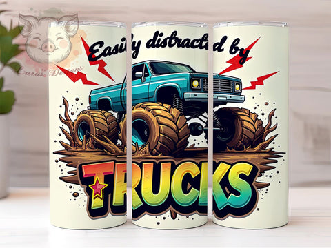 Funny Truck Pickup Gift Tumbler Wrap, 20oz Sublimation, Funny Truck Tumbler, Pickup Truck Gift, Automotive Tumbler, Country Style Tumbler, Distracted By Trucks Sublimation Sublimation Lara' s Designs 