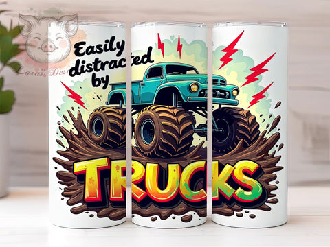 Funny Truck Pickup Gift Tumbler Wrap, 20oz Sublimation, Funny Truck Tumbler, Pickup Truck Gift, Automotive Tumbler, Country Style Tumbler, Distracted By Trucks Sublimation Sublimation Lara' s Designs 