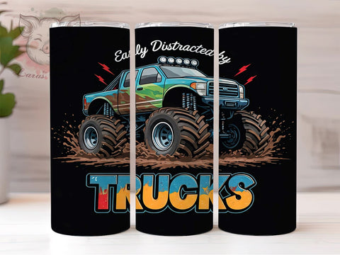 Funny Truck Pickup Gift Tumbler Wrap, 20oz Sublimation, Funny Truck Tumbler, Pickup Truck Gift, Automotive Tumbler, Country Style Tumbler, Distracted By Trucks Sublimation Sublimation Lara' s Designs 