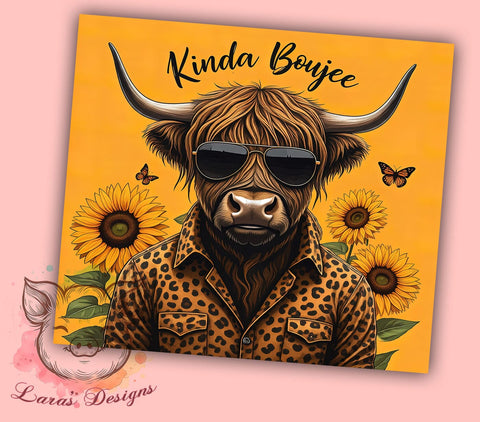 Funny Tumbler, Highland Cow PNG, Boujee Design, Baby Cow Sublimation, Cute Cow Gift, Unique Drinkware, Humorous Drinkware Sublimation Lara' s Designs 