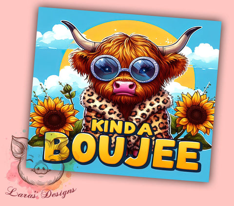 Funny Tumbler, Highland Cow PNG, Boujee Design, Baby Cow Sublimation, Cute Cow Gift, Unique Drinkware, Humorous Drinkware Sublimation Lara' s Designs 