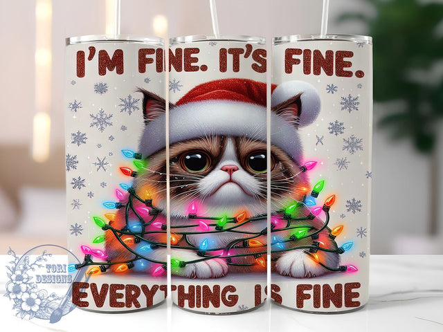 Funny Tumbler, I'm Fine Design, Sublimation PNG, Self-Care Gift, Humor Art, Positive Vibes, 20 oz Tumbler, Everyday Motivation Sublimation ToriDesigns 