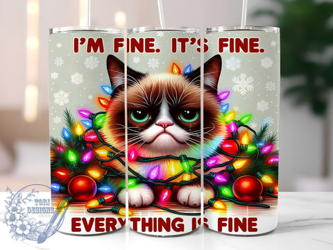 Funny Tumbler, I'm Fine Design, Sublimation PNG, Self-Care Gift, Humor Art, Positive Vibes, 20 oz Tumbler, Everyday Motivation Sublimation ToriDesigns 