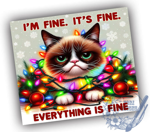 Funny Tumbler, I'm Fine Design, Sublimation PNG, Self-Care Gift, Humor Art, Positive Vibes, 20 oz Tumbler, Everyday Motivation Sublimation ToriDesigns 