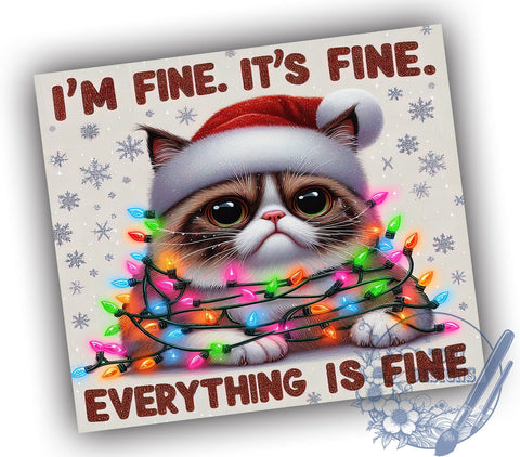 Funny Tumbler, I'm Fine Design, Sublimation PNG, Self-Care Gift, Humor Art, Positive Vibes, 20 oz Tumbler, Everyday Motivation Sublimation ToriDesigns 