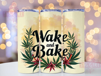 Funny Tumbler, Wake and Bake, Weed Design, 20oz PNG, Cannabis Drinkware, Humorous Sublimation, Digital Download Sublimation SvggirlplusArt 