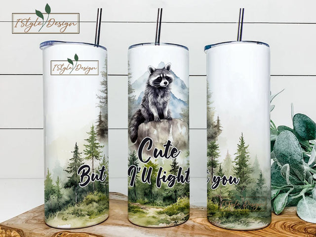 Funny Tumbler Wrap, Sarcastic Tumbler PNG, Racoon Quote Sublimation Tumbler Design, Forest 20 oz Skinny Tumbler Sublimation iStyleDesign 