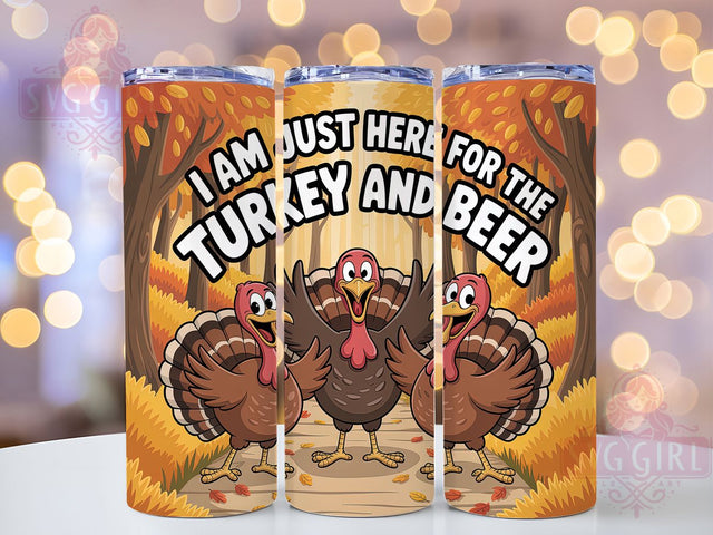 Funny Turkey Beer Thanksgiving Tumbler, Funny Thanksgiving Wrap, 20oz Sublimation Design, Autumn Harvest Tumbler, Rustic Holiday Drinkware, Thanksgiving Humor Wrap, Seasonal Turkey Design Sublimation SvggirlplusArt 