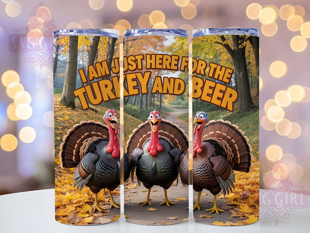 Funny Turkey Beer Thanksgiving Tumbler, Funny Thanksgiving Wrap, 20oz Sublimation Design, Autumn Harvest Tumbler, Rustic Holiday Drinkware, Thanksgiving Humor Wrap, Seasonal Turkey Design Sublimation SvggirlplusArt 