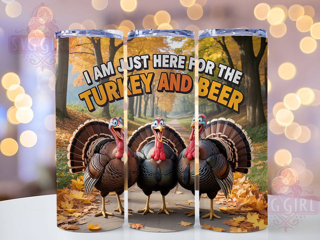 Funny Turkey Beer Thanksgiving Tumbler, Funny Thanksgiving Wrap, 20oz Sublimation Design, Autumn Harvest Tumbler, Rustic Holiday Drinkware, Thanksgiving Humor Wrap, Seasonal Turkey Design Sublimation SvggirlplusArt 