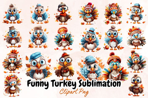 Funny Turkey Sublimation Clipart Bundle Sublimation Designangry 