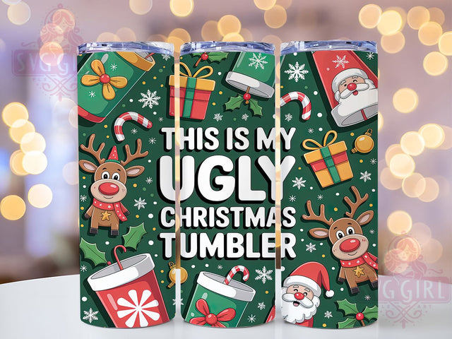 Funny Ugly Quirky Christmas Tumbler, Funny Holiday Wrap, Silly Festive Sublimation, Quirky Xmas Cup, 20Oz Skinny Tumbler Wrap, Humorous Christmas Mug, Whimsical Holiday Design Sublimation SvggirlplusArt 
