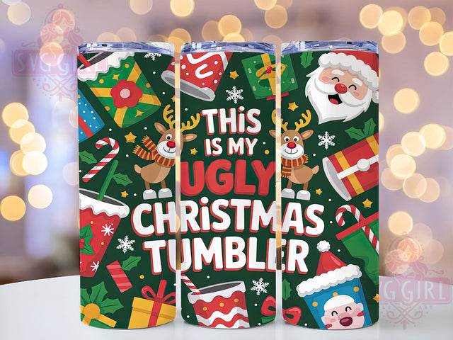 Funny Ugly Quirky Christmas Tumbler, Funny Holiday Wrap, Silly Festive Sublimation, Quirky Xmas Cup, 20Oz Skinny Tumbler Wrap, Humorous Christmas Mug, Whimsical Holiday Design Sublimation SvggirlplusArt 