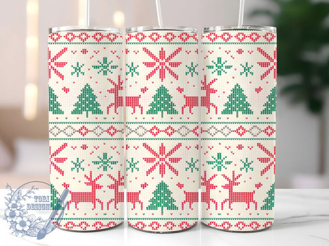 Funny Ugly Sweater Christmas Tumbler, Funny Christmas Wrap, Holiday Sweater Sublimation, Festive Knit Cup, 20Oz Skinny Tumbler Wrap, Quirky Xmas Mug, Silly Holiday Design Sublimation ToriDesigns 