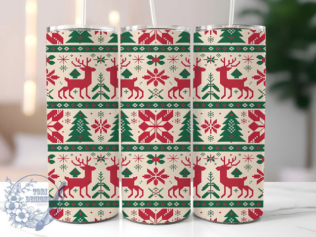 Funny Ugly Sweater Christmas Tumbler, Funny Christmas Wrap, Holiday Sweater Sublimation, Festive Knit Cup, 20Oz Skinny Tumbler Wrap, Quirky Xmas Mug, Silly Holiday Design Sublimation ToriDesigns 