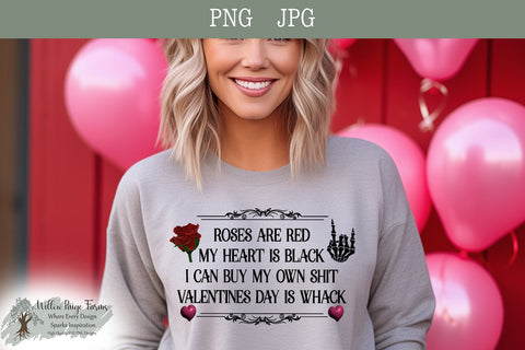Funny Valentine Design - Roses are Red My Heart is Black Valentine JPG PNG SVG Willow Paige Farms 